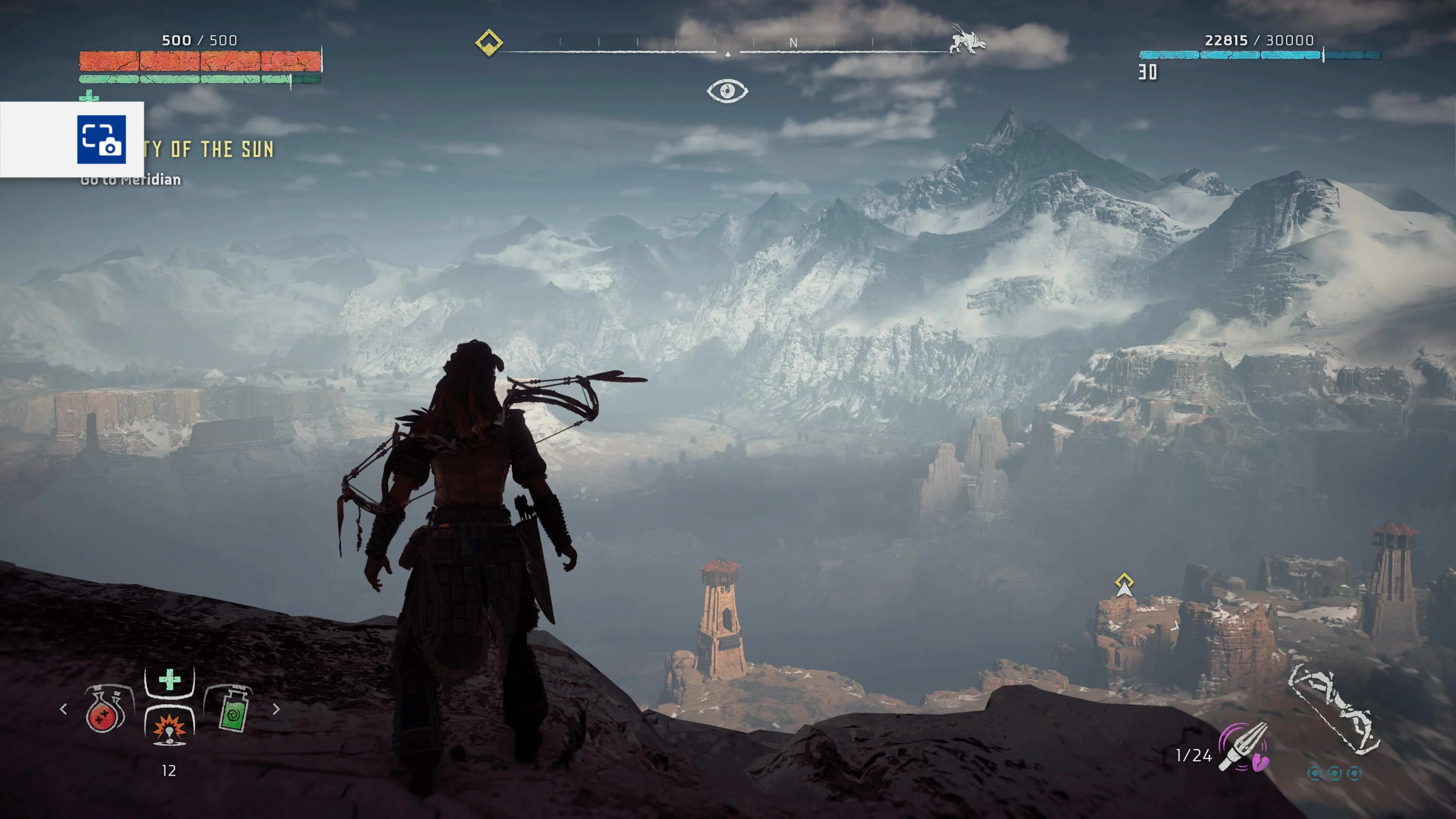 The game looks really pretty from up high. You'll be up high quite often, because that's usually where the secrets are.