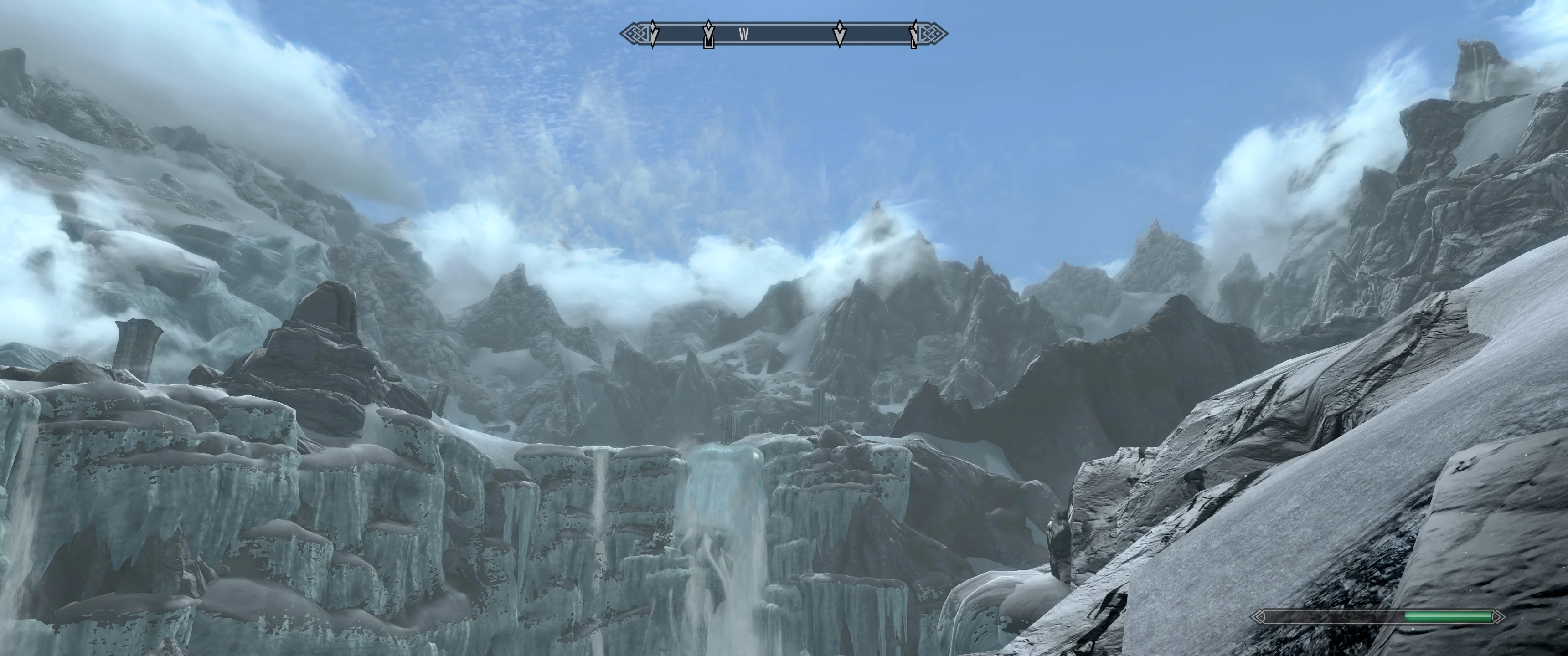 The glaciers in the Dawnguard DLC are much more convincing than those to the north of the main game's map.