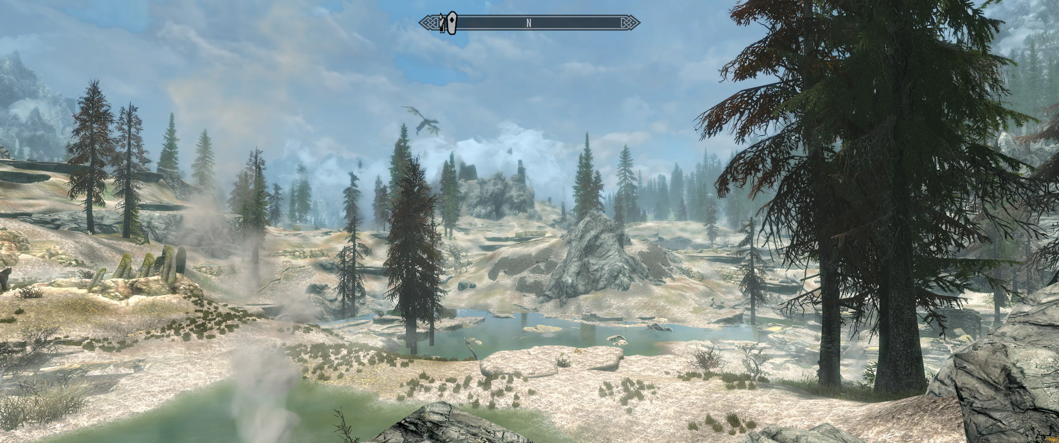 In the volcanic landscape to the east of the map you will regularly come across hunters who have taken off their armour to enjoy the hot springs.