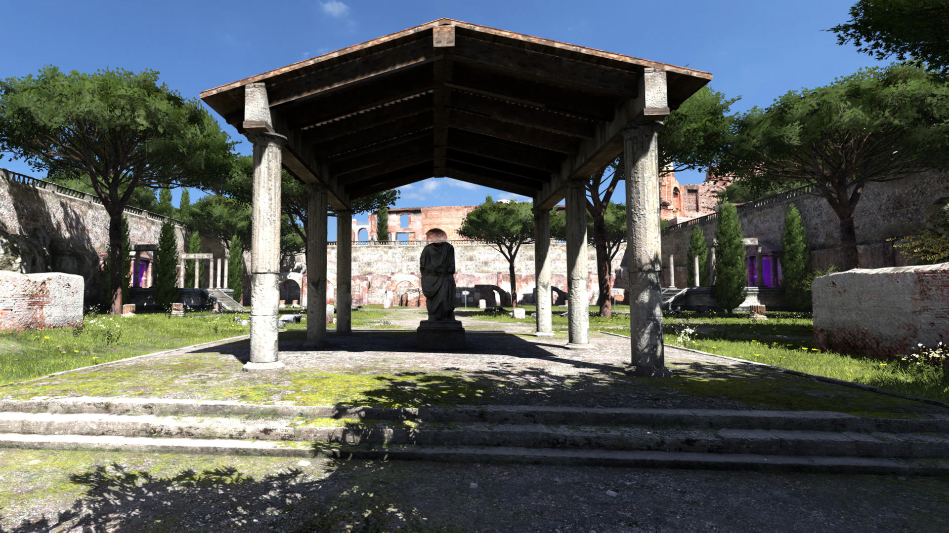 The game has many conspicuously headless statues.