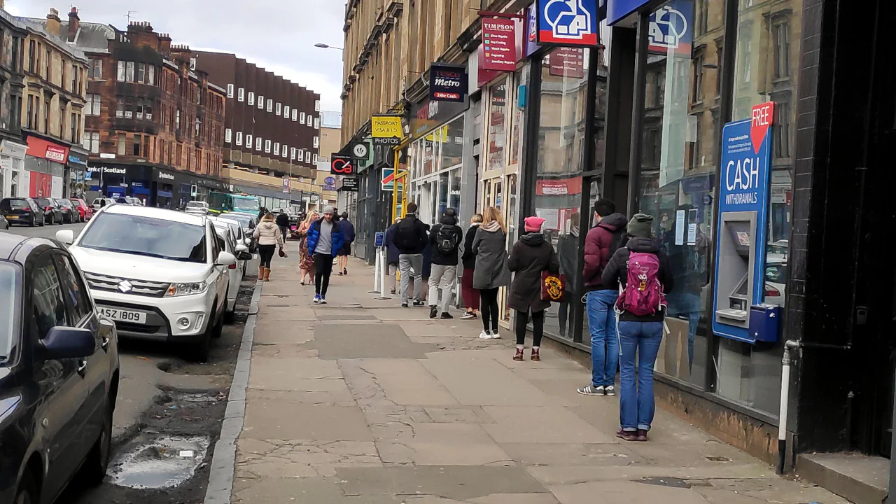 An orderly queue to get into Tesco.
