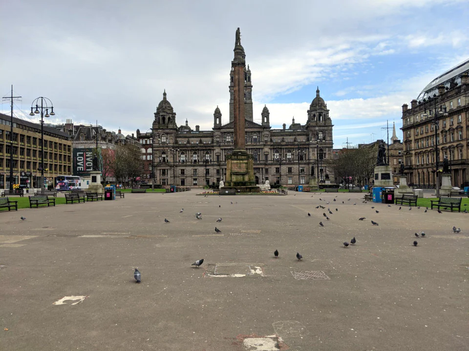 George Square in Glasgow is normally full of people.