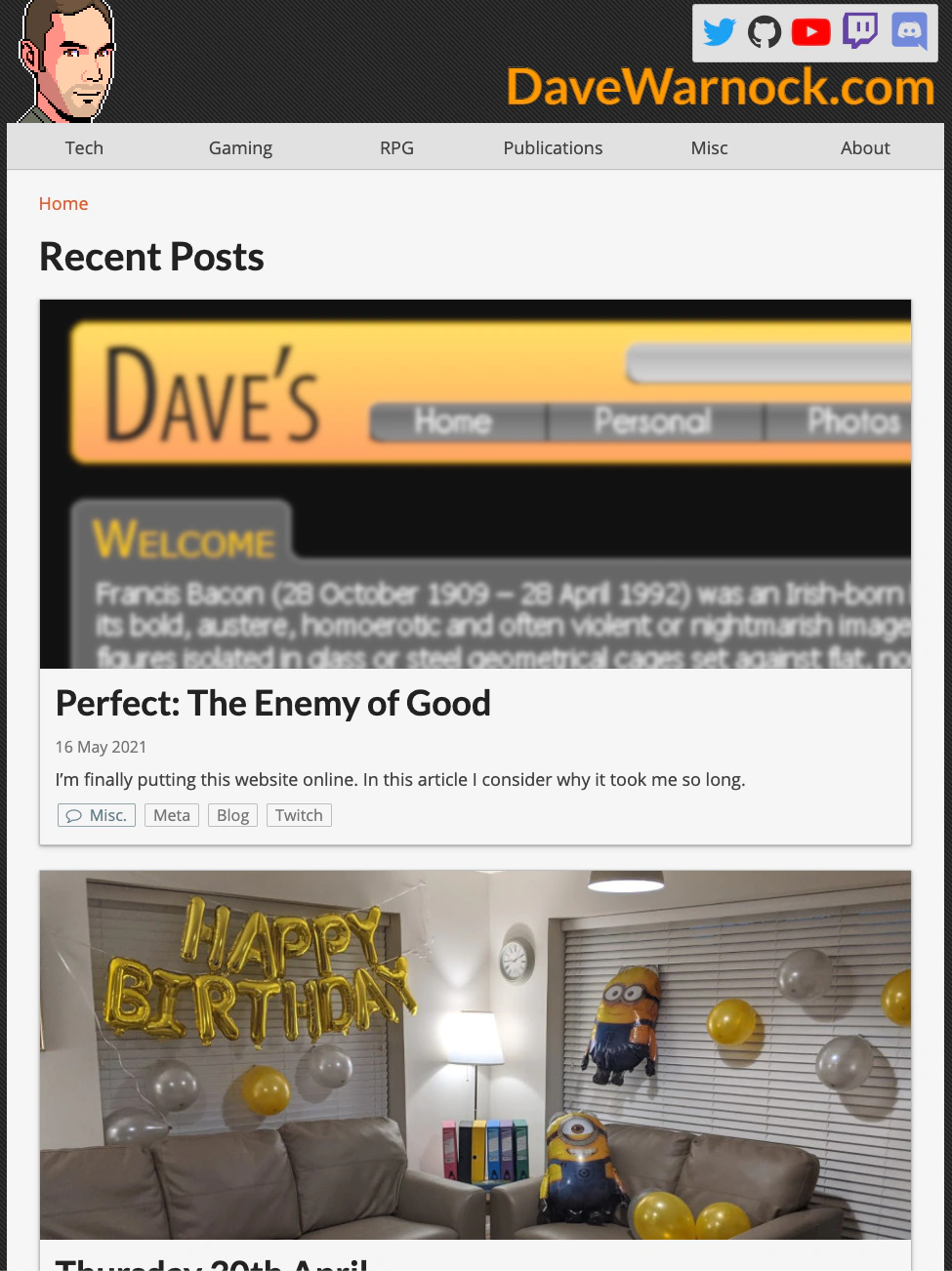 The final version of the website at launch. It's funny now, looking back at all the previous iterations of this website, how much of it has survived through until now.