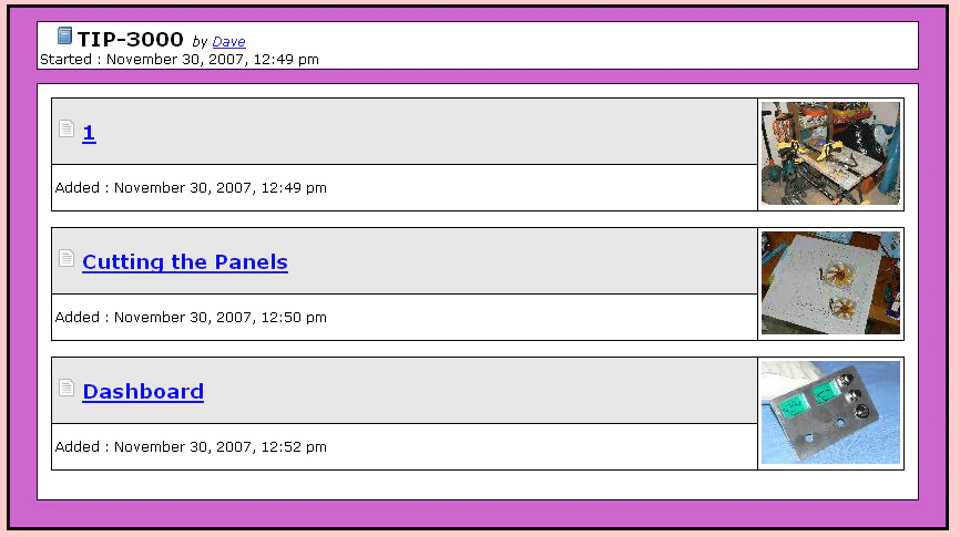An example of what an individual worklog would look like; this one has 3 entries.